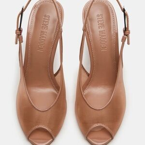 Steve Madden Women's Tan Peep-Toe Mesh Heels